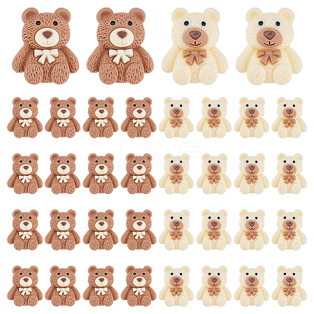 60Pcs 2 Colors Bear Opaque Resin Cabochons CRES-UN0001-05-1