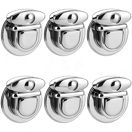 6Pcs Flat Round Alloy Bag Tuck Lock Clasps FIND-CP0003-23P-1
