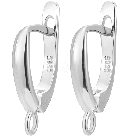 1 Pair Rhodium Plated 925 Sterling Silver Leverback Earrings STER-BBC0006-32P-1