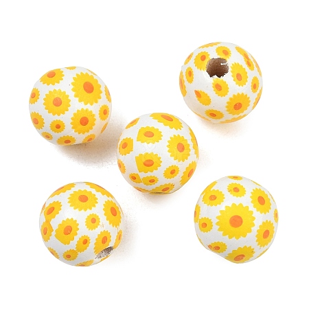 Printed Wood European Beads WOOD-G029-06D-1