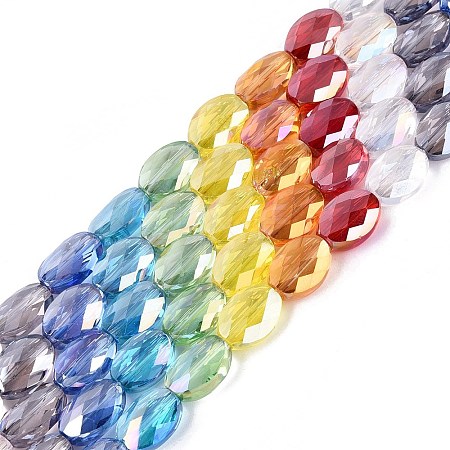 Electroplate Transparent Glass Beads Strands EGLA-Q135-8x11MM-03A-1