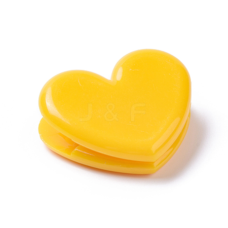  Jewelry Beads Findings Heart Shape Plastic Clips, for Office School Supplies, Gold, 25~26x31~31.5x12~13mm