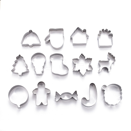 Non-Tarnish Stainless Steel Christmas Theme Mixed Pattern Cookie Candy Food Cutters Molds DIY-H142-14P-1