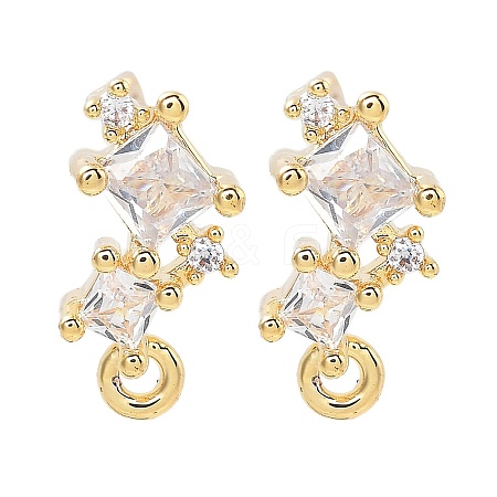 Brass Clear Cubic Zirconia Stud Earring Findings KK-A238-01F-G-1