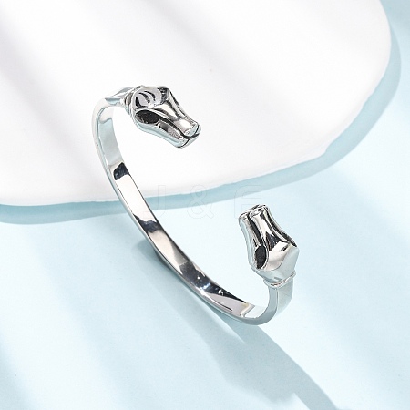 304 Stainless Steel Cuff Bangles for Women Men BJEW-P386-01AS-1