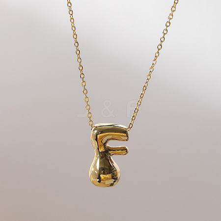Brass Chunky Initial Pendant Necklaces WG97A63-06-1