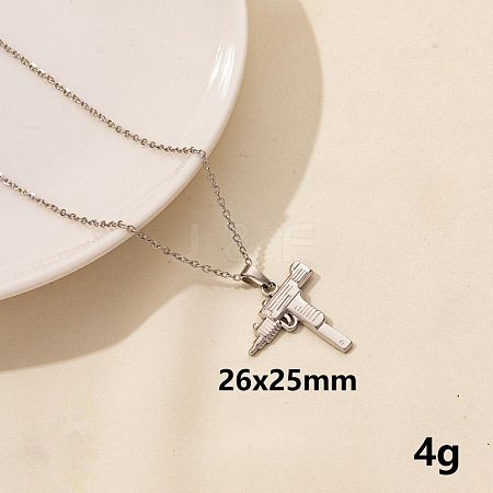 Stylish Stainless Steel Gun Pendant Necklace for Women GL2077-7-1