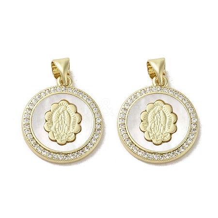 Brass Micro Pave Clear Cubic Zirconia Pendants KK-I708-03C-G-1
