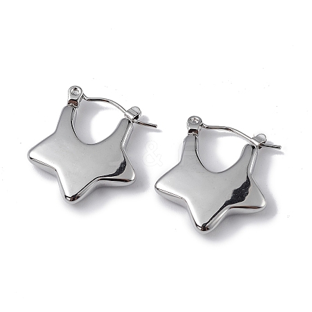 Non-Tarnish 304 Stainless Steel Star Thick Hoop Earrings for Women EJEW-I284-08P-1