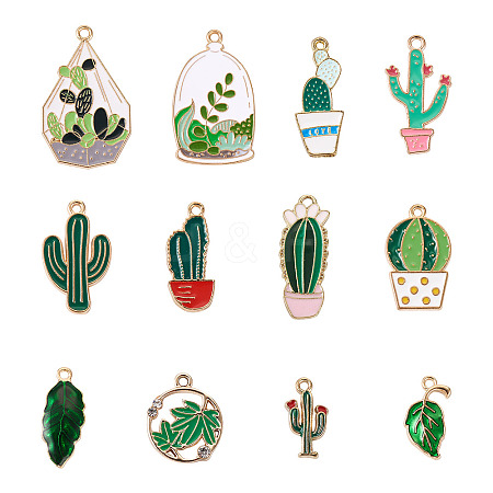 48Pcs 12 Style Alloy Enamel Pendants ENAM-KS0001-07-1