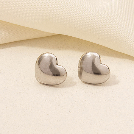 Stylish Heart Shaped 304 Stainless Steel Stud Earrings for Women BS5340-7-1
