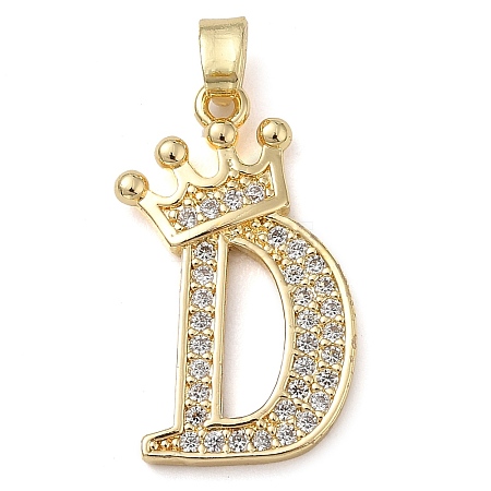 Rack Plating Brass Micro Pave Cubic Zirconia Pendants KK-D535-01D-RS-1