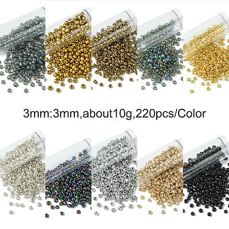 100G 10 Styles Glass Seed Beads SEED-YW0002-80-1