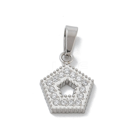 Ion Plating(IP) 304 Stainless Steel Micro Pave Cubic Zirconia Pendants STAS-Z107-06P-06-1