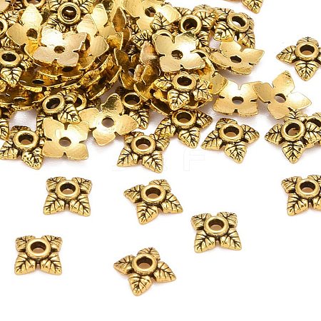 Tibetan Style Alloy Bead Caps TIBEB-Q018-AG-FF-1