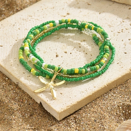 Glass Seed Beads Anklets Sets PW-WG7288D-05-1