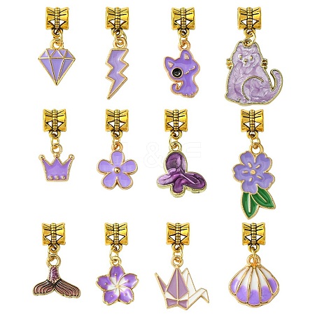 Purple Color Theme Alloy Enamel Pendants PALLOY-FS00010-1