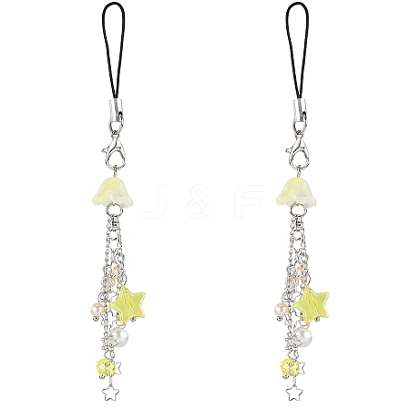 Glass & Acrylic Mobile Straps HJEW-SW00079-01-1