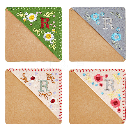 4Pcs 4 Style Felt Embroidery Bookmarks FIND-HY0003-46R-1