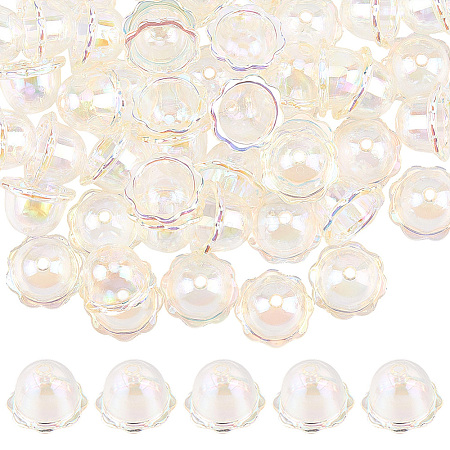 60Pcs UV Plating Acrylic Bead Caps PACR-SC0001-07-1