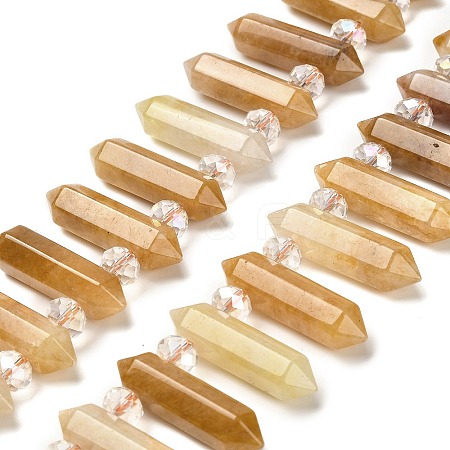 Natural Yellow Aventurine Double Terminated Point Beads Strands G-H069-A03-01-1