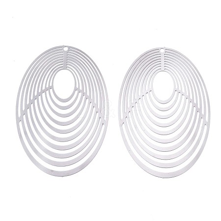 Non-Tarnish 201 Stainless Steel Filigree Pendants X-STAS-R102-36P-1