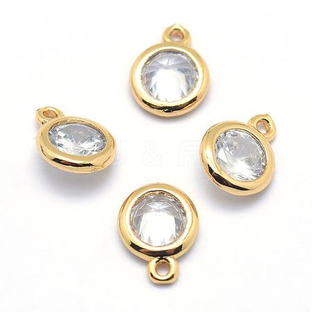 Brass Cubic Zirconia Pendants KK-P119-33-8x6mm-G-NR-1