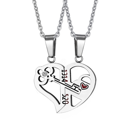 Non-Tarnish 2Pcs 2 Style Word 1314 520 Couple Necklaces Set VALE-PW0001-011P-1