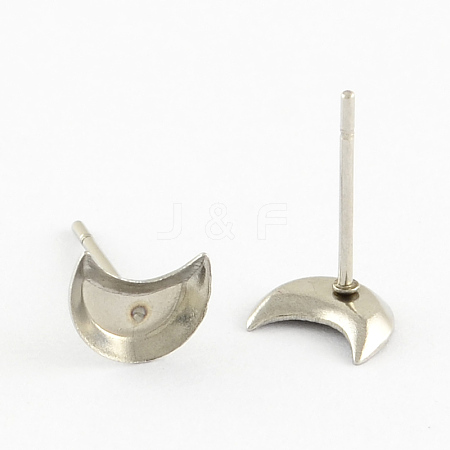 Tarnish Resistant Earring Cabochon Settings 304 Stainless Steel Ear Studs Blank Settings STAS-Q170-08-1