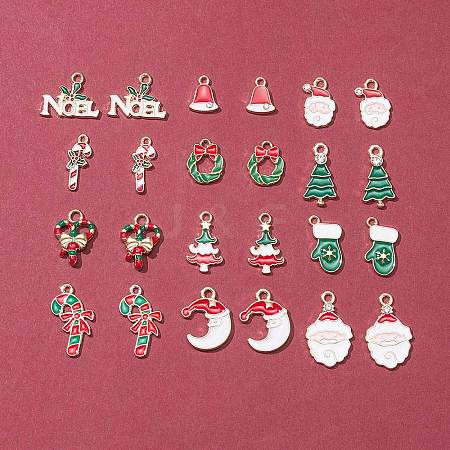 24Pcs 12 Style Christmas Theme Eco-Friendly Alloy Enamel Pendants ENAM-FS0001-30-1