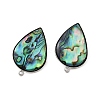 304 Stainless Steel Pave Natural Paua Shell Stud Earring Findings STAS-Z125-06P-2