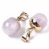 Top Golden Plated Natural Rose Quartz Pendants X-G-T131-03N-3