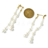 Round Shell Pearl Beaded Tassel Stud Earrings for Women EJEW-TA00563-3