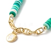 Handmade Disc Polymer Clay Braided Bead Bracelet BJEW-JB07407-02-4