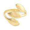 Leaf Rack Plating Brass Open Cuff Rings for Women RJEW-Z059-23G-2