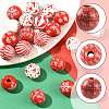 60Pcs 10 Styles Christmas Printed Schima Wood European Beads WOOD-FS0002-48-3