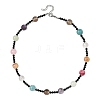Round Natural Mixed Stone and Black Bicone Glass Beaded Necklaces for Women NJEW-TA00272-2