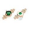 Brass Pave Faceted Glass Connector Charms X-FIND-T070-03D-2