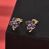 Brass Flower Stud Earrings EJEW-A135-10G-3