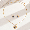 Vintage 201 Stainless Steel & Plastic Heart with Evil Eye Stud Earrings & Pendant Necklaces Set for Women JC7248-5