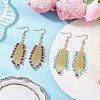 2 Pairs Glass Seed Feather Dangle Earrings EJEW-MZ00569-1