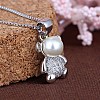 925 Sterling Silver Bear Pendant Necklace with Pearl NJEW-BB72255-A-4