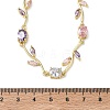 Brass Pave Cubic Zirconia Rose Flower Link Cable Chain Necklaces for Women NJEW-C121-05A-01G-5