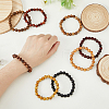 FIBLOOM 8Pcs 8 Colors Natural Sandalwood Round Beaded Stretch Bracelets Set for Men Women BJEW-FI0001-67-3