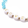 Acrylic Word Love Stretch Bracelet with Glass Beads for Women BJEW-JB08105-5