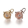 Brass Micro Pave Clear Cubic Zirconia Bead Cage Pendants ZIRC-L075-58A-1