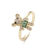 Bear Cubic Zirconia Cuff Ring RJEW-M146-02-4