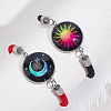 1 Set 2Pcs Valentine's Day Luminous 304 Stainless Steel Glass Flat Round Link Bracelet Sets BJEW-LP0001-35A-3
