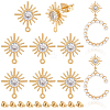 BENECREAT 10Pcs Brass Micro Clear Cubic Zirconia Sun Stud Earring Findings KK-BC0001-97-1