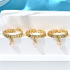 Brass Curb Chain Cuff Rings for Women RJEW-Z085-05G-1